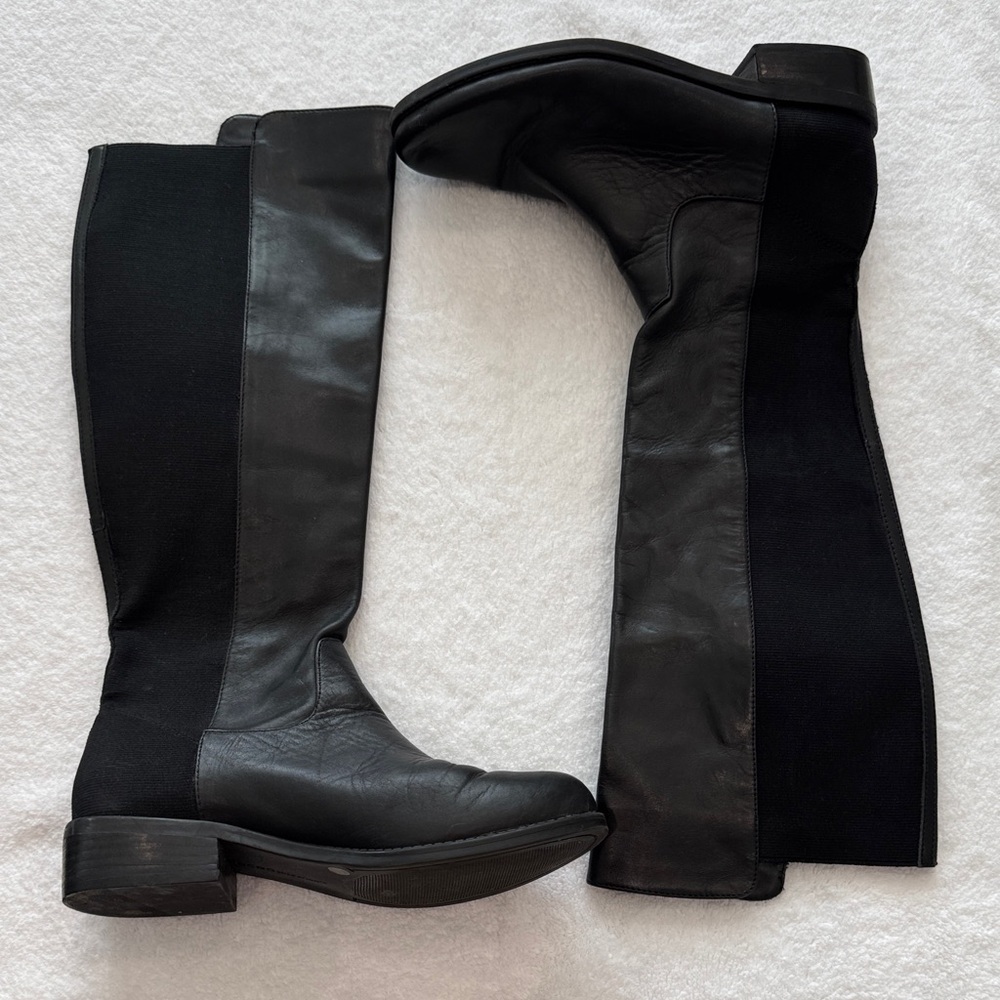 BCBG Sleek Black Leather Over the Knee Boots women’s size 7.5